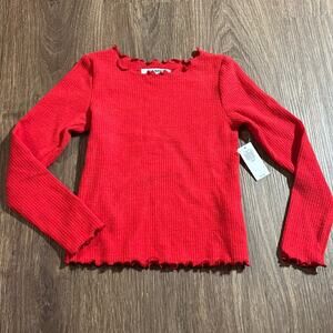 NWT Old Navy Girls Plush long sleeve Lettuce Tshirt Small 6/7 Valentines Red